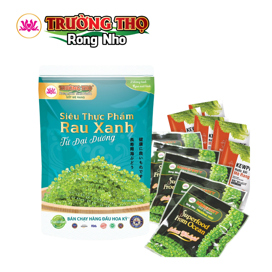 Rong Nho Tách Nước Trường Thọ - Túi 175g (5 Gói Rong Nho 20g)