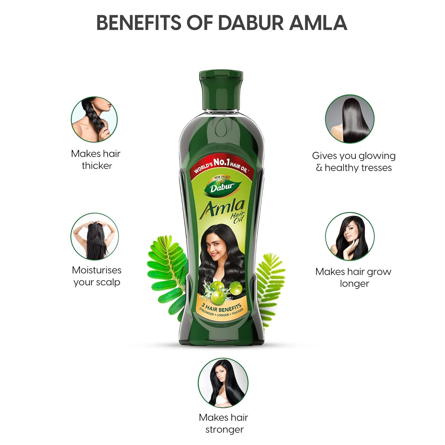 Dầu dưỡng tóc Dabur Amla 180ml - Tóc chắc khỏe, dài và dày - Nuôi dưỡng da đầu - Kiểm soát rụng tóc