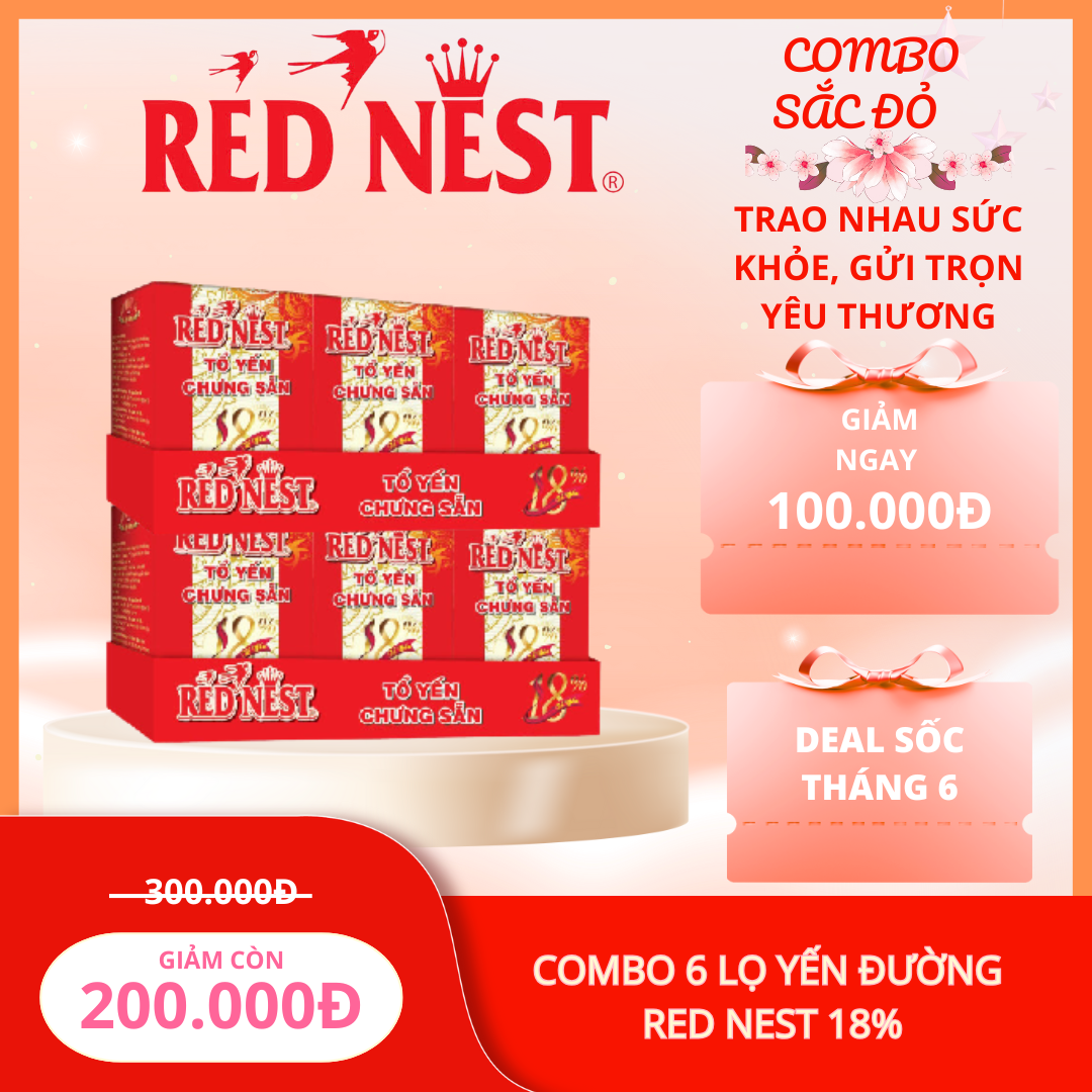 COMBO SẮC ĐỎ CÙNG LỌ 18% ( BAO GỒM 6 LỌ YẾN ĐƯỜNG 18%)