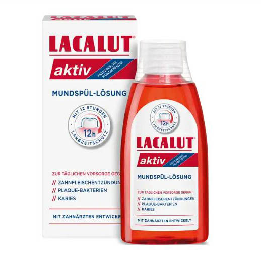 LACALUT Aktiv Mundspül Lösung - Nước xúc miệng Nha khoa chống tụt lợi ngay lập tức, chống viêm và chảy máu chân răng, 300ml