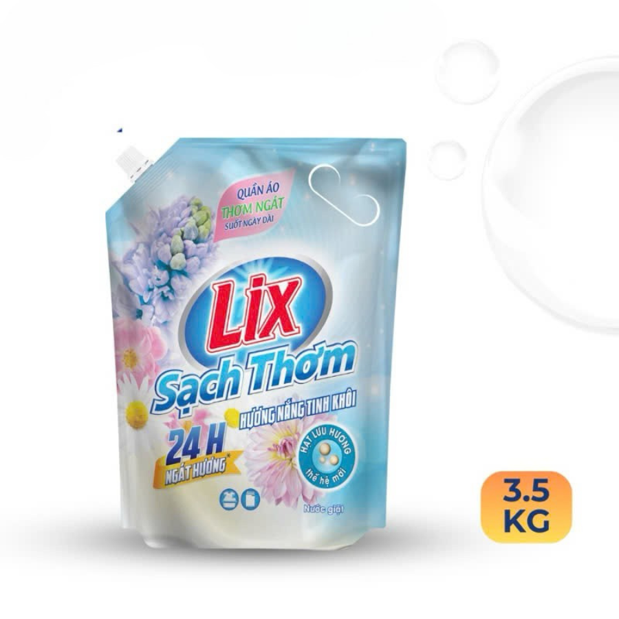 Nước giặt LIX sạch thơm ngát hương 24h hương tinh khôi 3,5kg