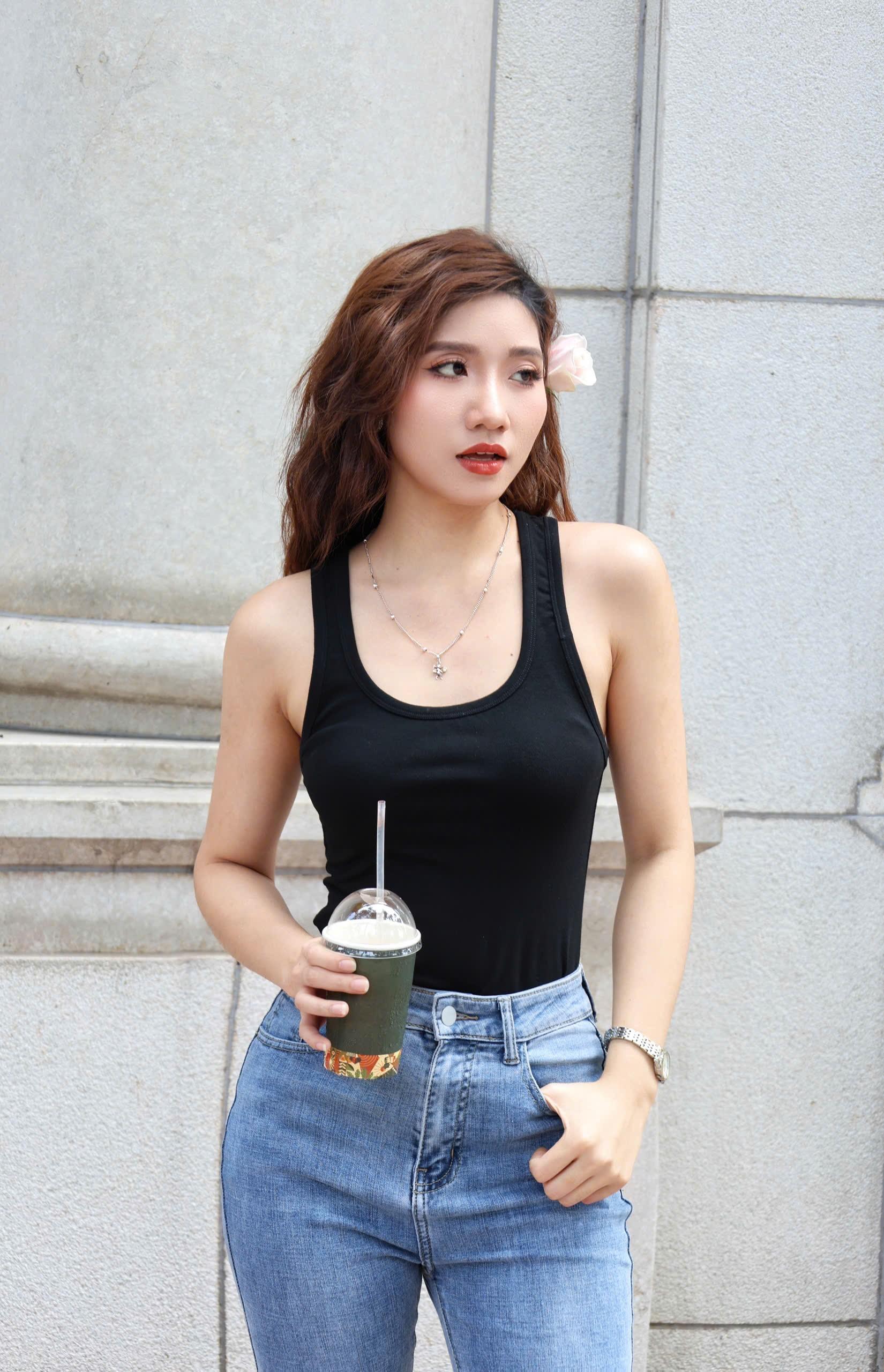Áo Tank Top Viền Nổi Cá Tính Chất Cotton - LN30
