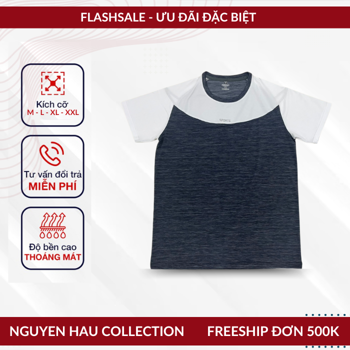 Áo Thun Thời Trang Thể Thao Nam Cổ Tròn Tay Ngắn - Mẫu 002