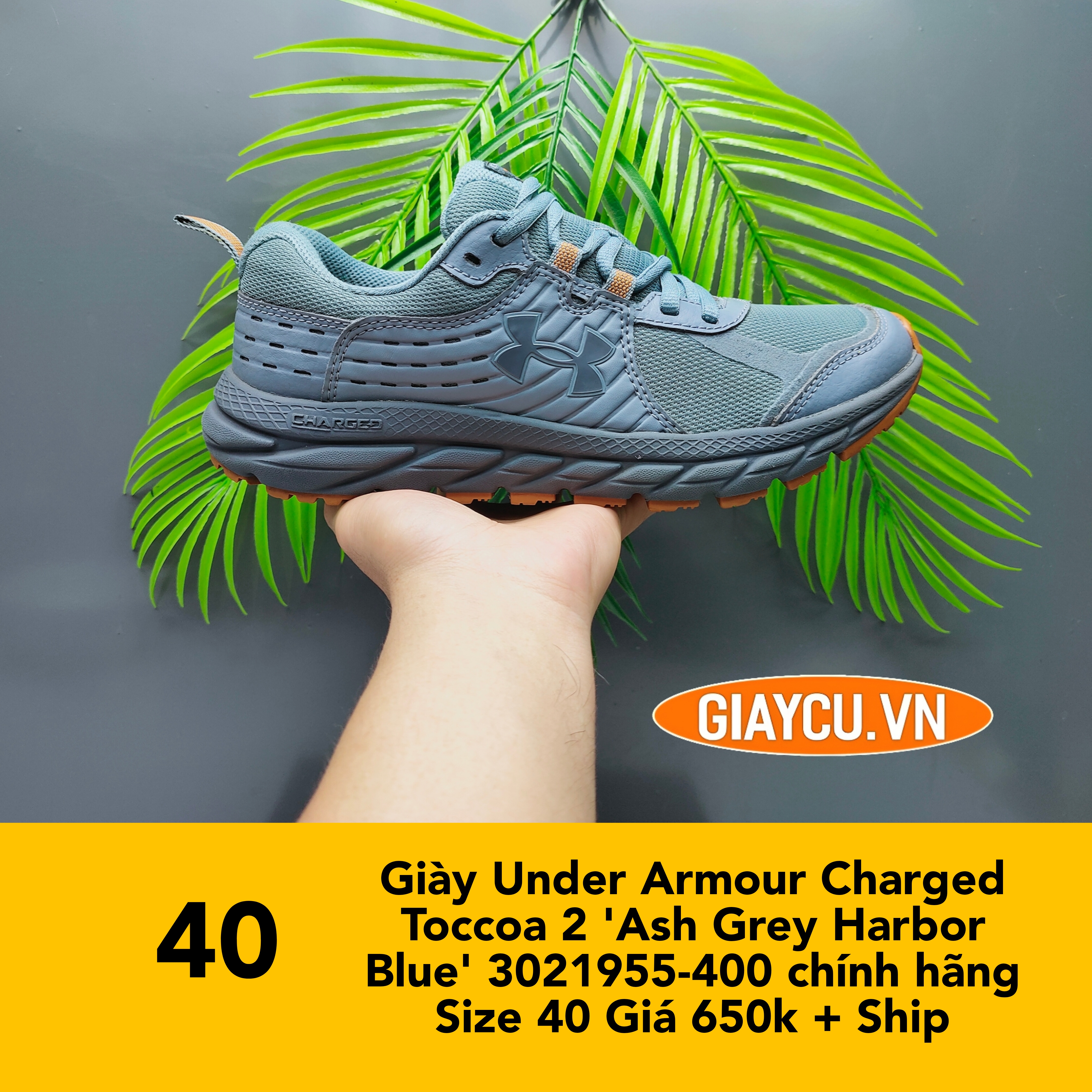 Giày Under Armour Charged Toccoa 2 'Ash Grey Harbor Blue' 3021955-400 chính hãng