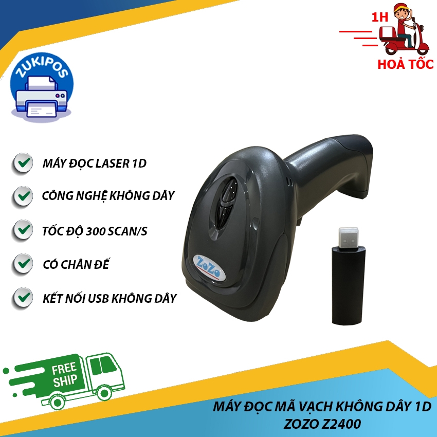 Máy Đọc Mã Vạch Không Dây 1D ZOZO Z2400 Bảo Hành 12 Tháng - Zukipos