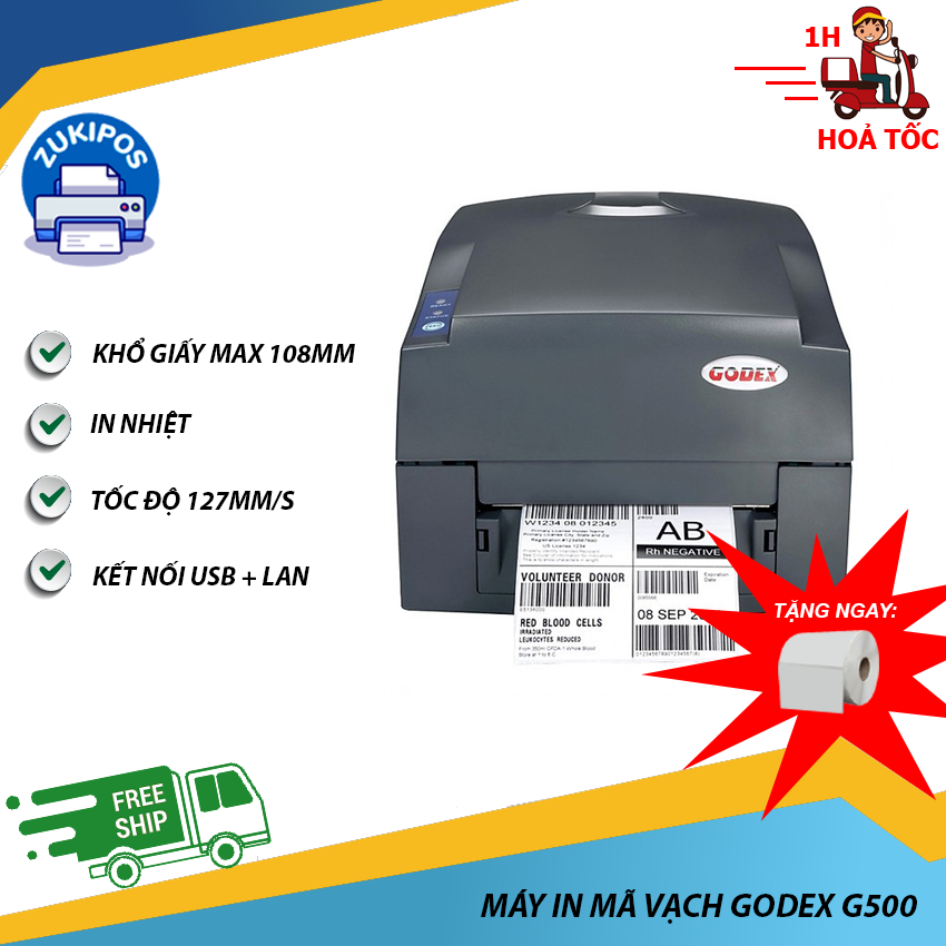 Máy in mã vạch Godex G500 Giá Rẻ Bảo Hành Chính Hãng 12 Tháng - Zukipos