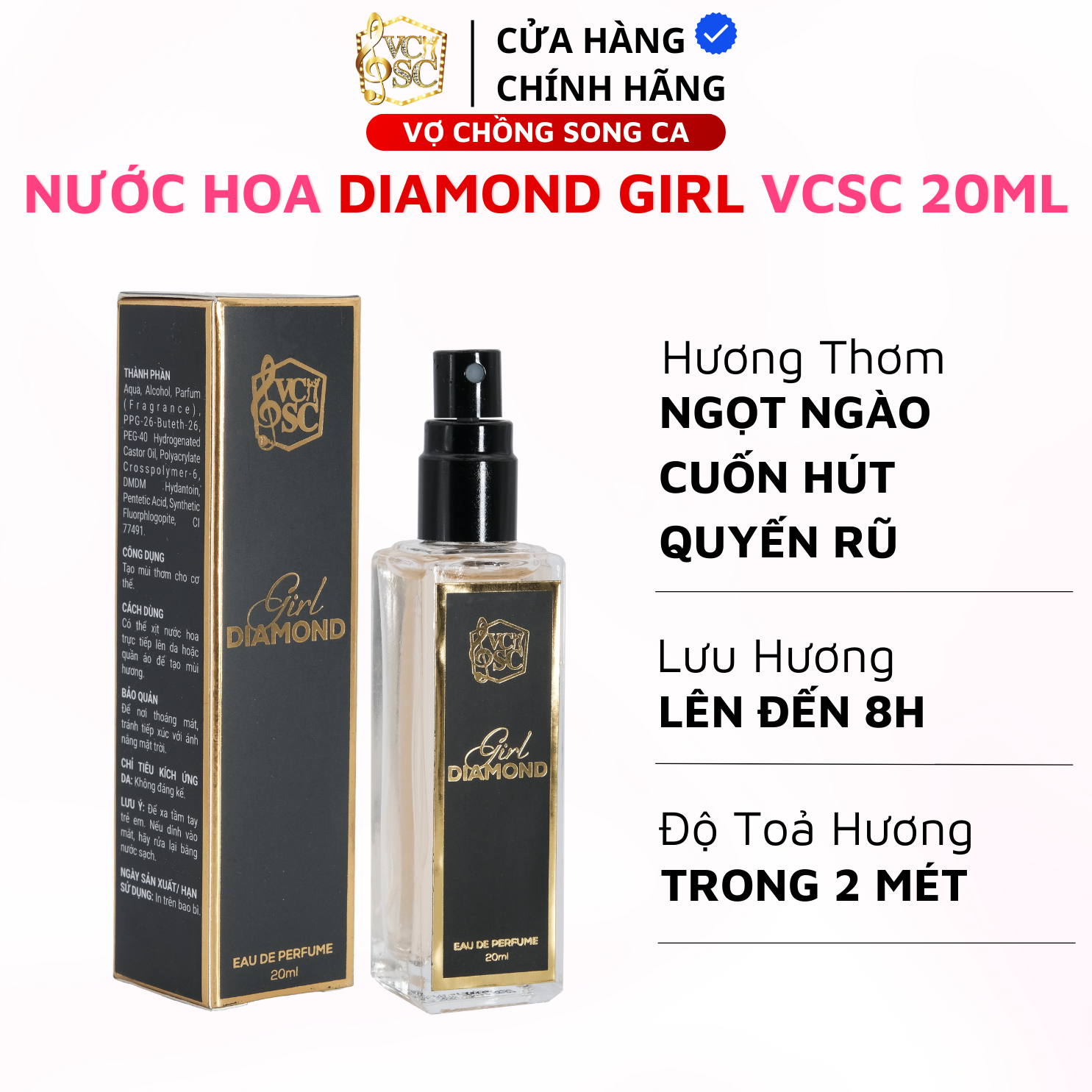 Nước Hoa Diamond VCSC 20ml - Ngọt ngào, nhẹ nhàng, sang trọng