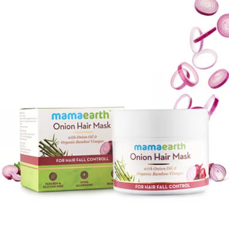 Kem ủ tóc hành tây chống rụng tóc, với dầu hành và giấm tre hữu cơ - Mama Earth Onion Hair Mask, 200ml