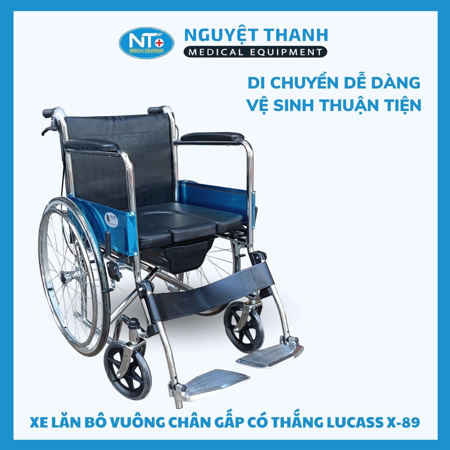 Xe Lăn Bô Vuông Chân Gấp Có Thắng Lucass X-89