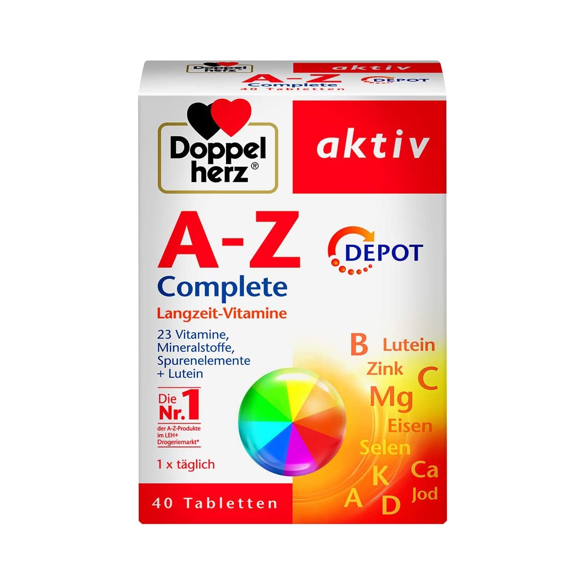 DOPPEL HERZ A - Z Depot Complete - Viên uống Vitamin tổng hợp từ A-Z Doppelherz, hộp 40 viên