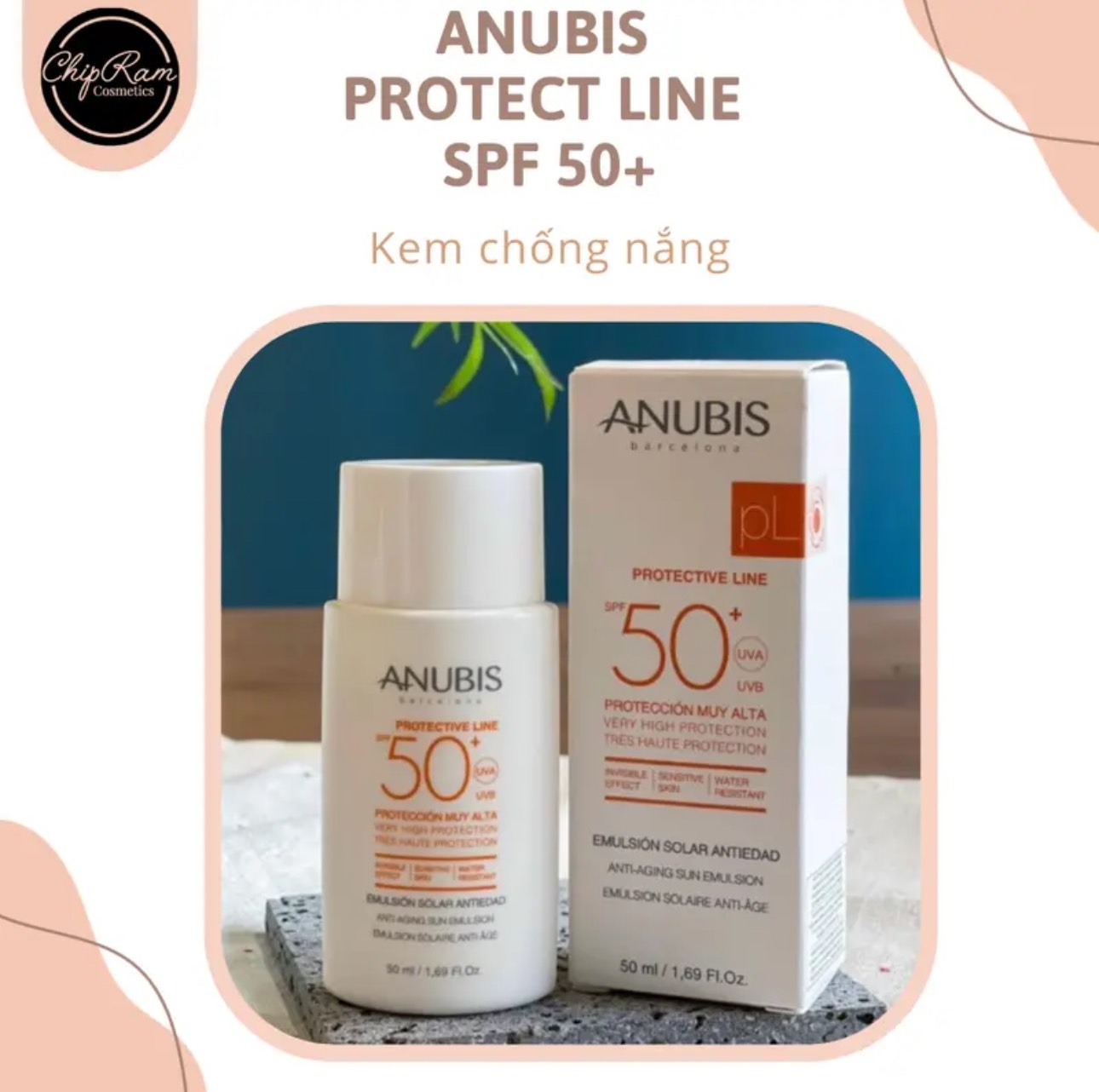 Kem Chống Nắng Anubis Protect Line SPF 50+  50ml Chống Nắng Hiệu Quả Da Căng Mịn