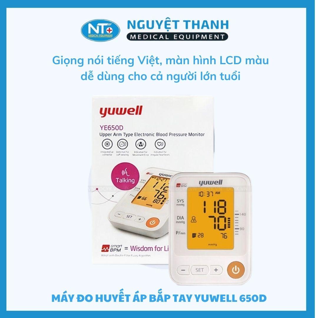 Máy Đo Huyết Áp Điện Tử Bắp Tay YUWELL YE650D - Có Giọng Nói & Đèn Led