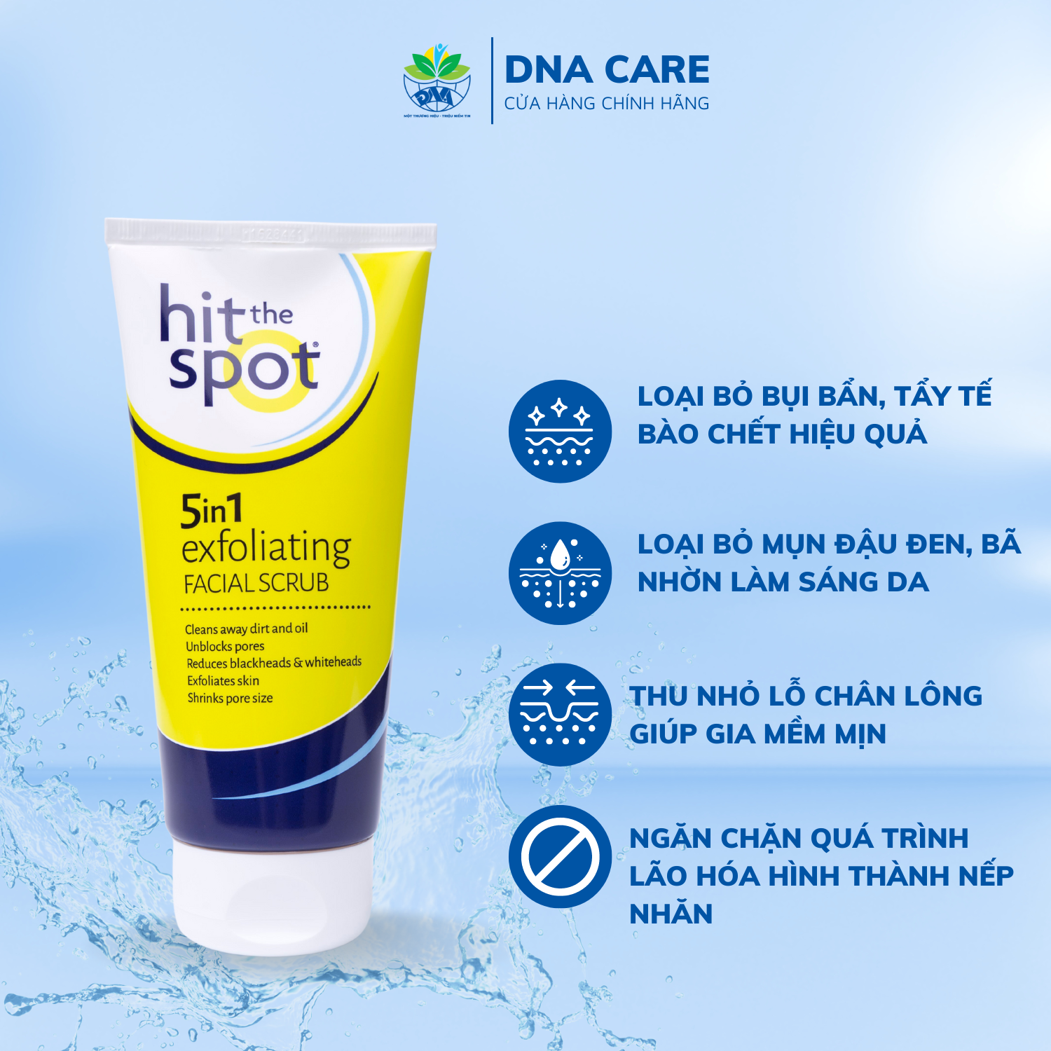 Sữa rửa mặt ngừa mụn, tẩy tế bào chết Hit The Spot 5 trong 1 tuýp 150ml