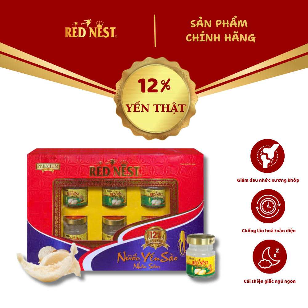 NƯỚC YẾN SÀO RED NEST NHÂN SÂM 12%  - HỘP QUÀ