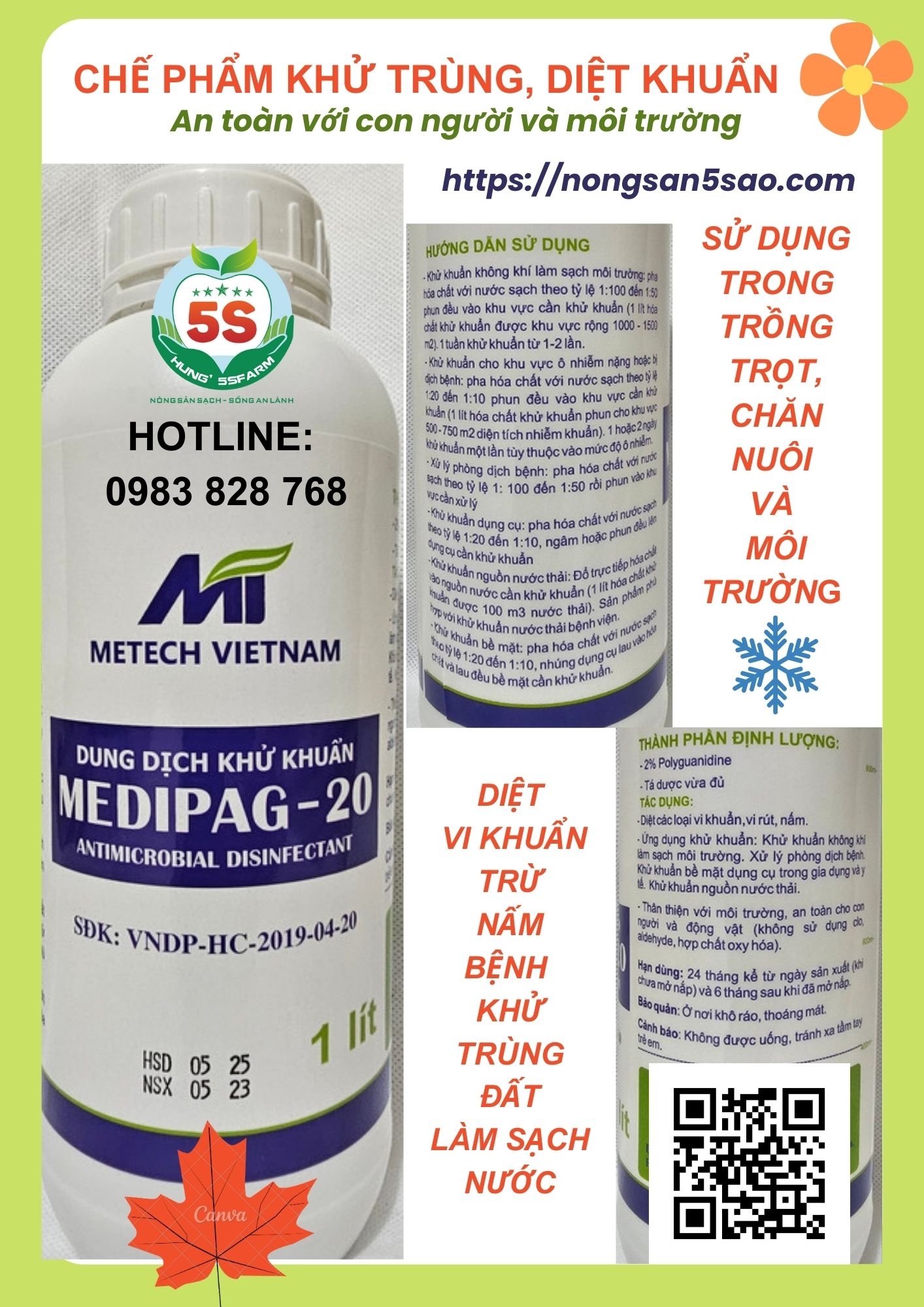 Dung dịch khử khuẩn MEDIPAG 20 MT