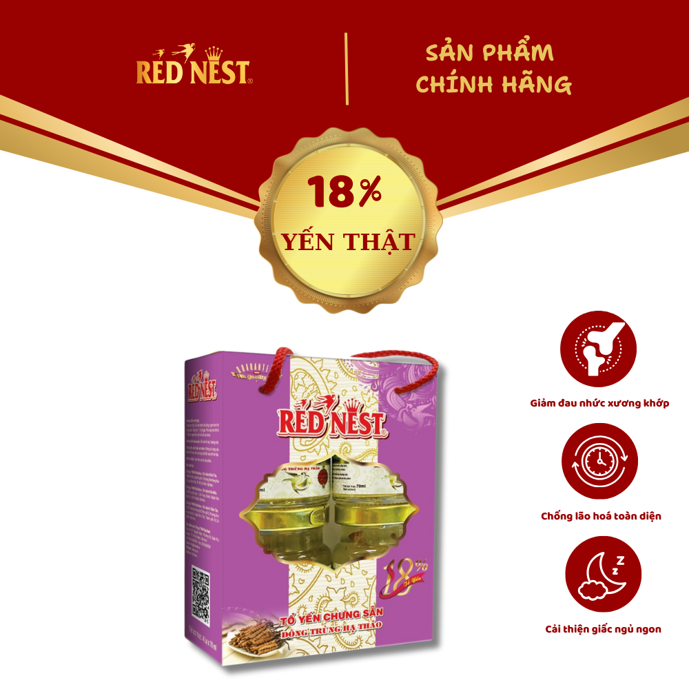 YẾN SÀO KHÁNH HÒA CHƯNG SẴN ĐÔNG TRÙNG HẠ THẢO 18% XÁCH 4 REDNEST