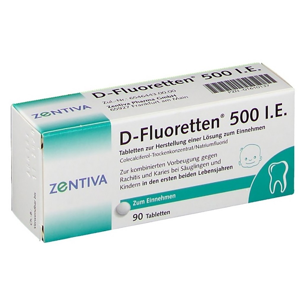 D Fluoretten 500 I.E - Viên bổ sung VItamin D cho trẻ sơ sinh đến 2 tuổi, hộp 90 viên