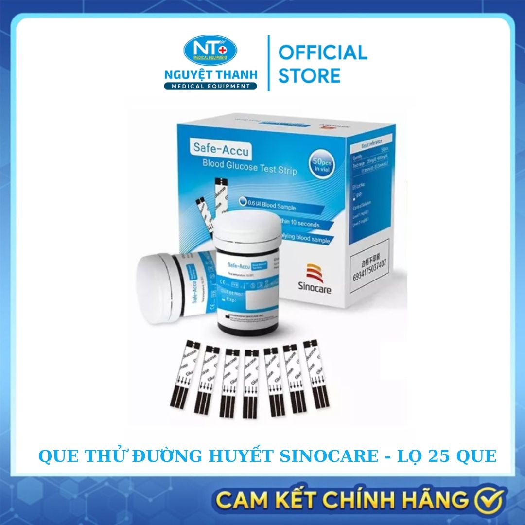 Que Thử Đường Huyết Sinocare (Safe-accu) 25 Que