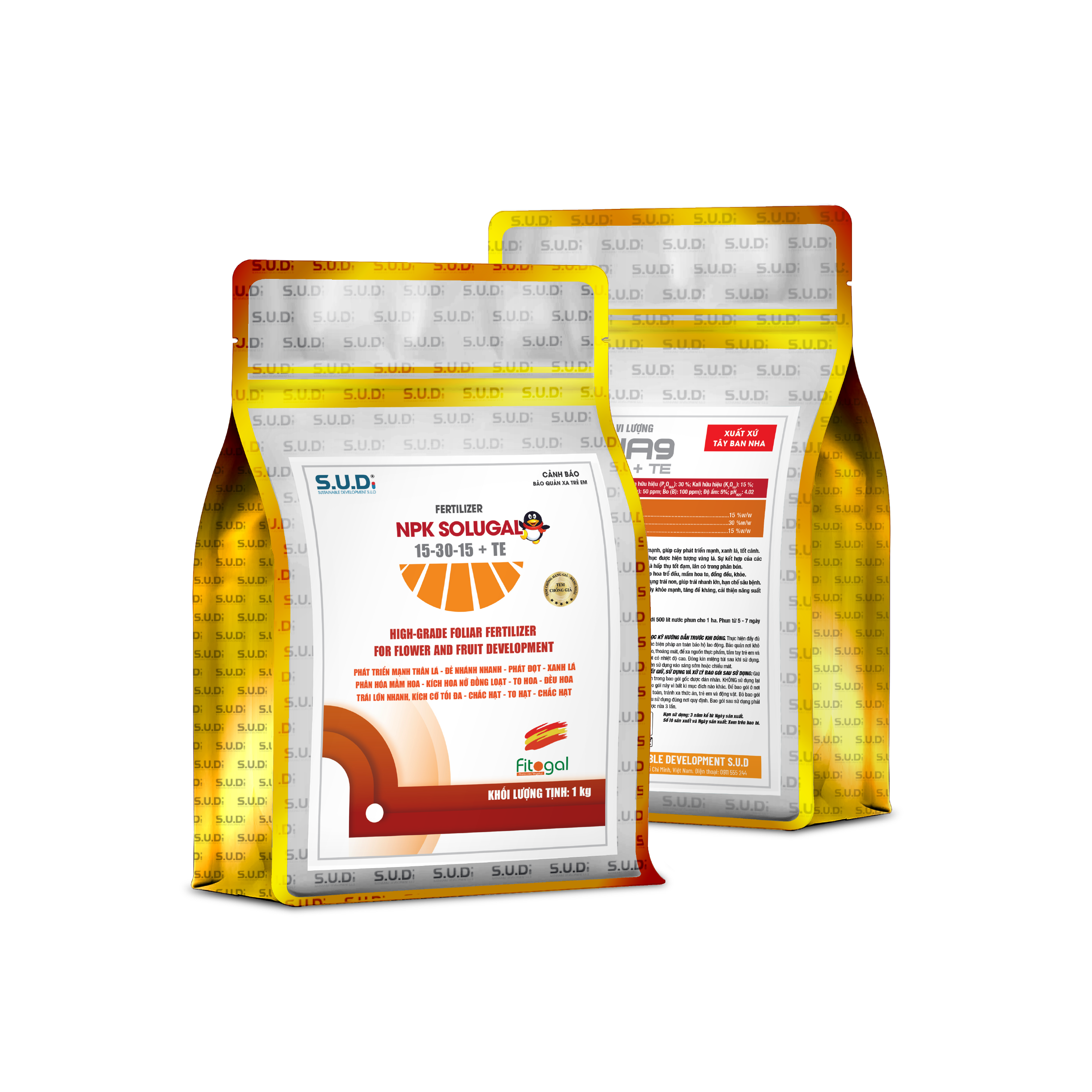 phân bón vi lượng npk, solugal 15-30-15+te, công ty s.u.d, sud, phân bón npk, Kích thích cây đâm chồi, nhú mầm, đẻ nhiều nhánh, phát đọt mạnh, giúp cây xanh lá, tốt cành