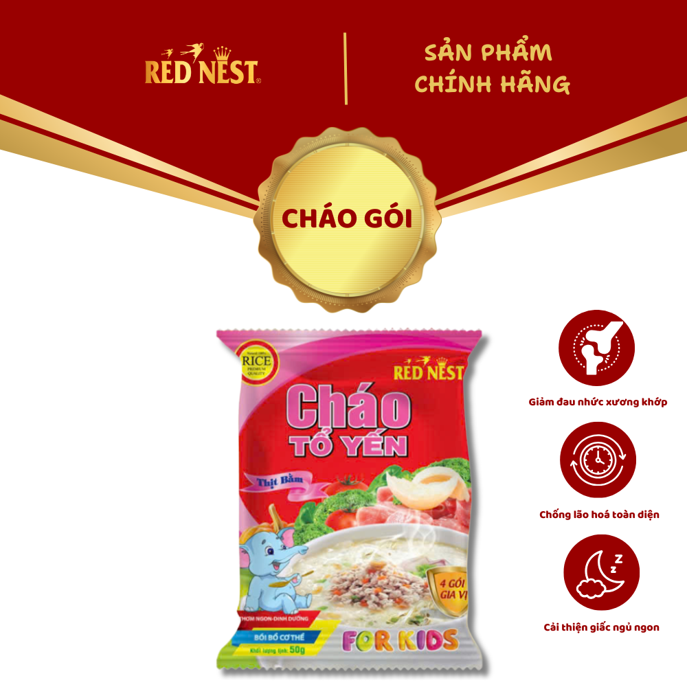 CHÁO TỔ YẾN FORKIDS THỊT BẰM THÙNG 30 GÓI 50G REDNEST