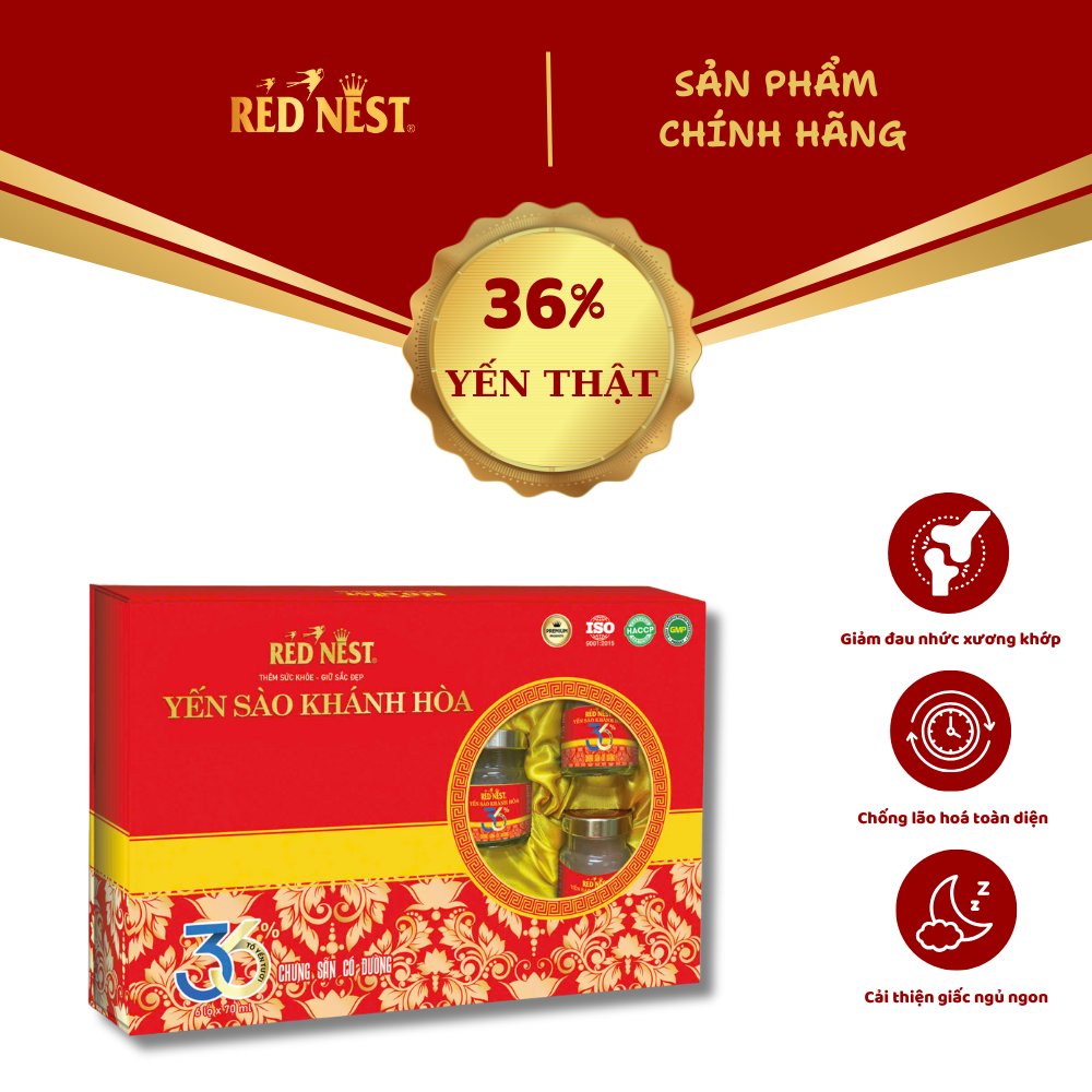 YẾN SÀO KHÁNH HOÀ CHƯNG SẴN 36% RED NEST 