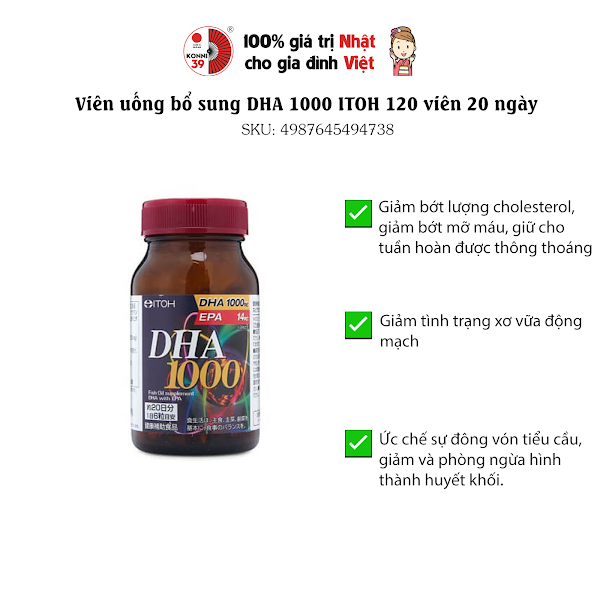 Viên uống bổ sung DHA 1000 ITOH 120 viên 20 ngày