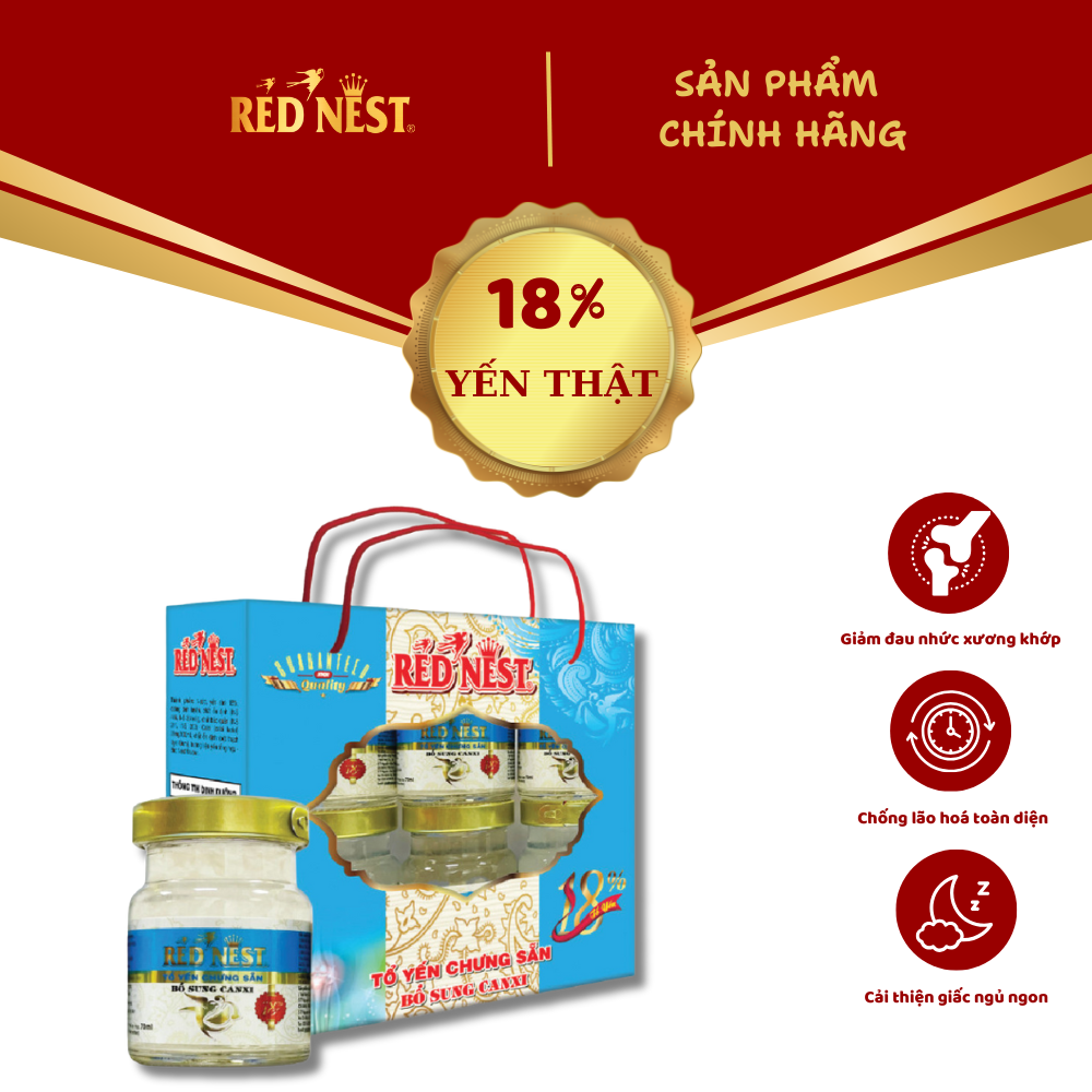 YẾN SÀO KHÁNH HOÀ CHƯNG SẴN CANXI 18% XÁCH 6 REDNEST