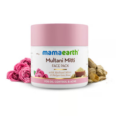 Mặt nạ Multani Mitti và Hoa hồng Bungari kiểm soát dầu & trị mụn - Mama Earth Multani Mitti Face Pack 100g
