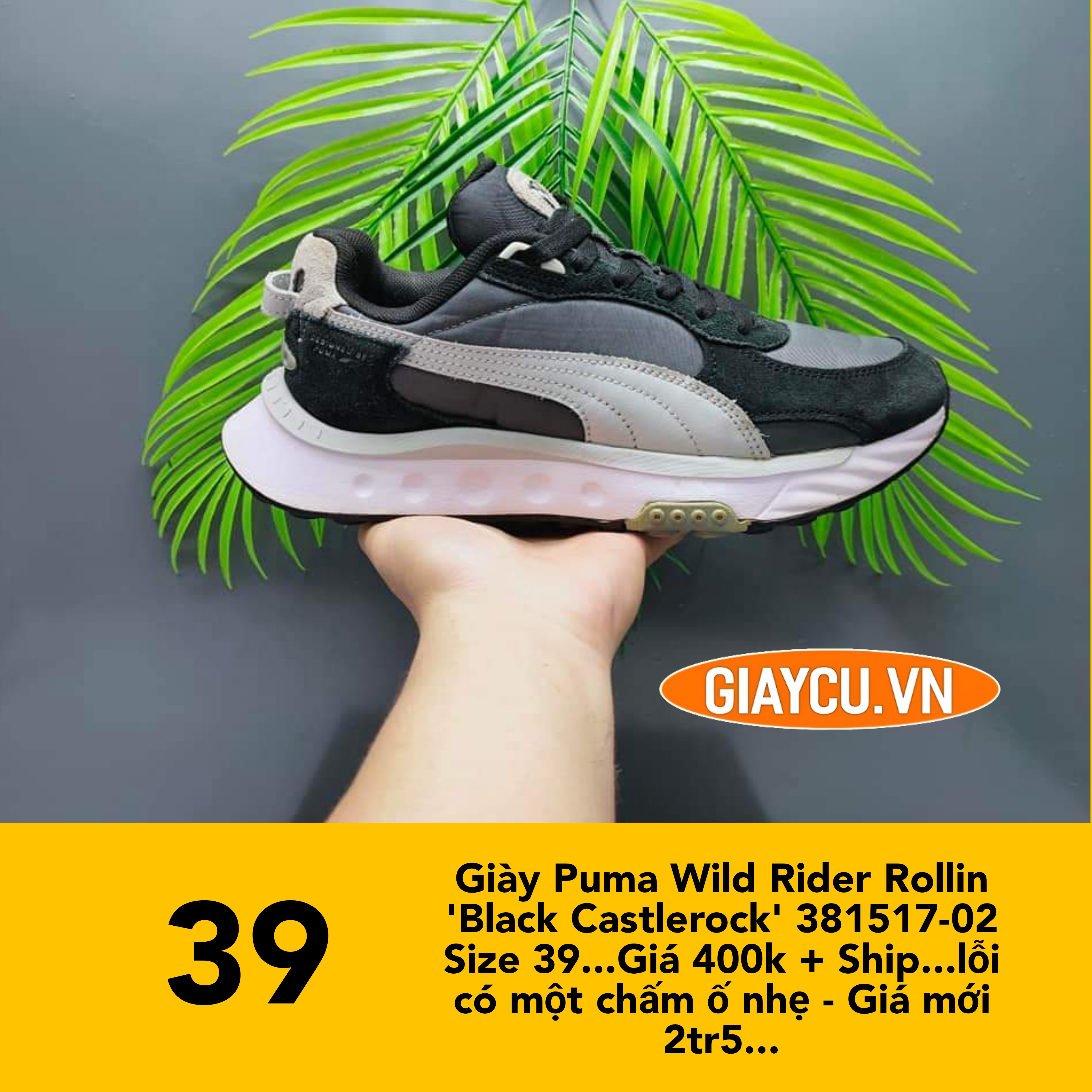 Giày Puma Wild Rider Rollin 'Black Castlerock' 381517-02 