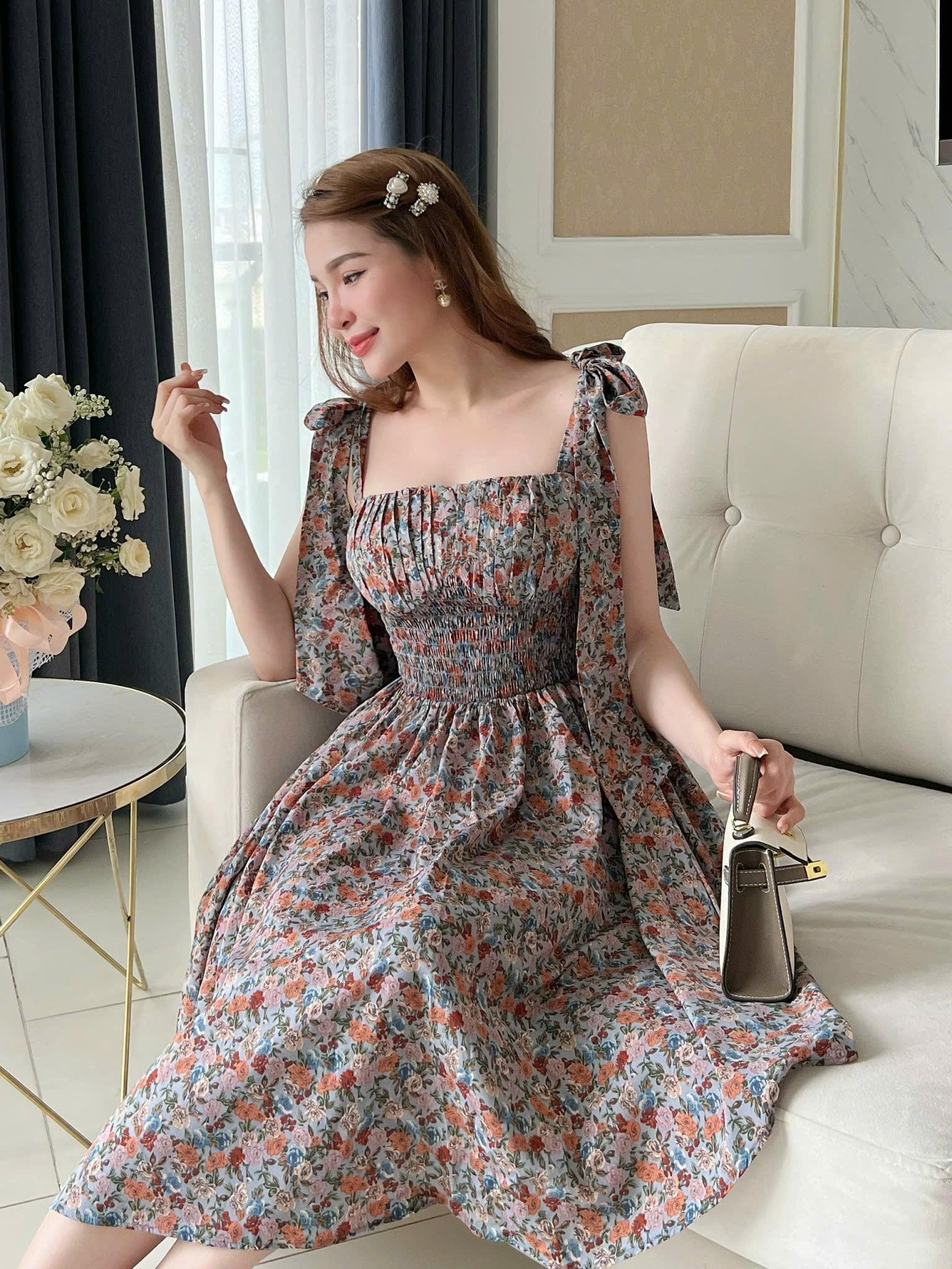 Đầm Maxi 2 Dây Thắt Nơ - LN160