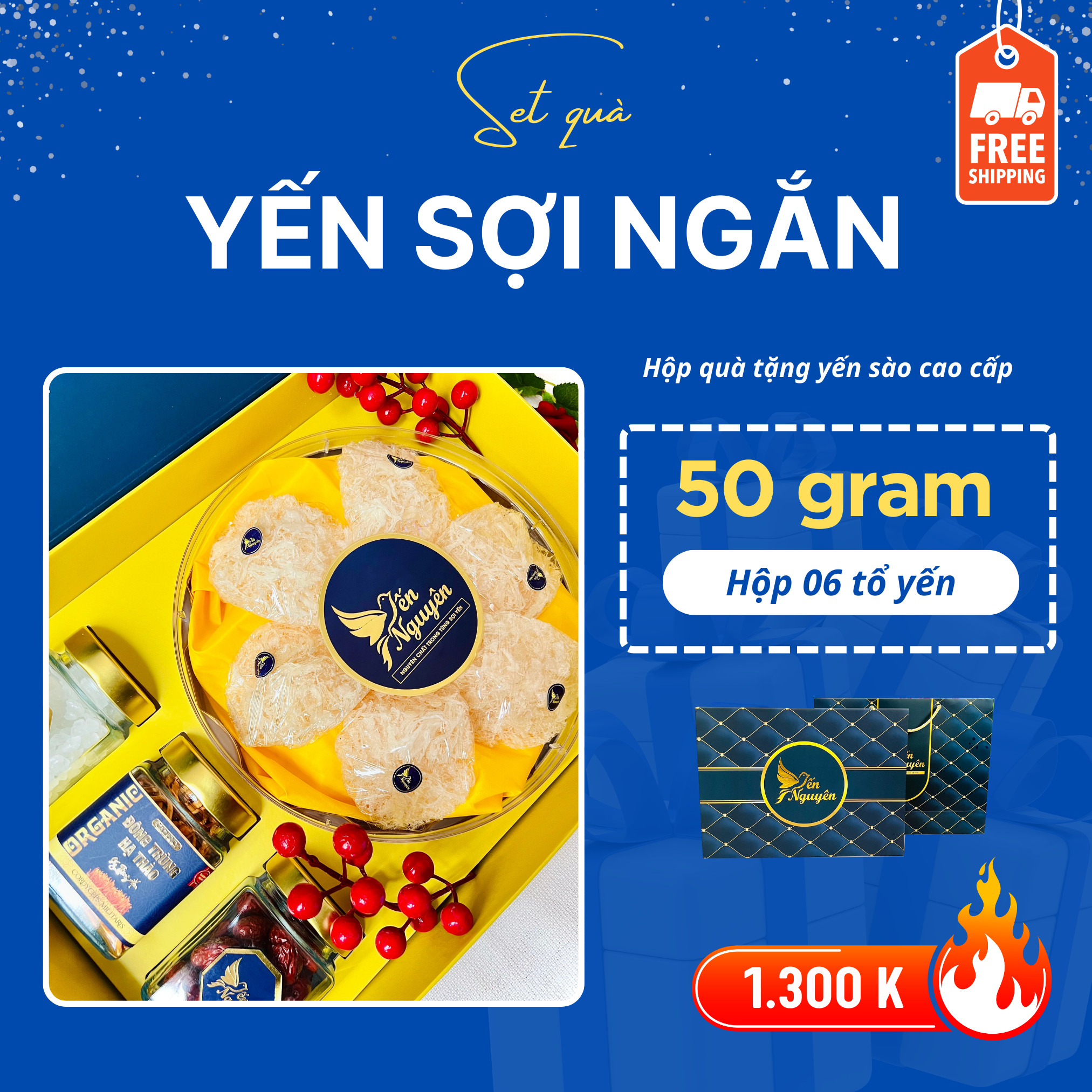 HỘP QUÀ 50GR YẾN SỢI NGẮN – MUA 1 TẶNG 3