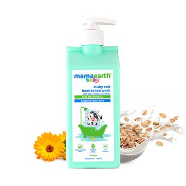 Kem Tắm & Gội Sữa Bò cho Bé Mamaearth Milky Soft Head to Toe Wash - 400ml