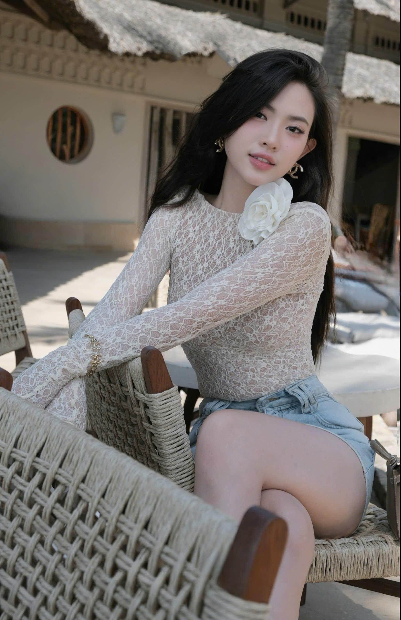 Áo Ren Tay Dài Lưng Trũng Đính Hoa Sexy - LN25