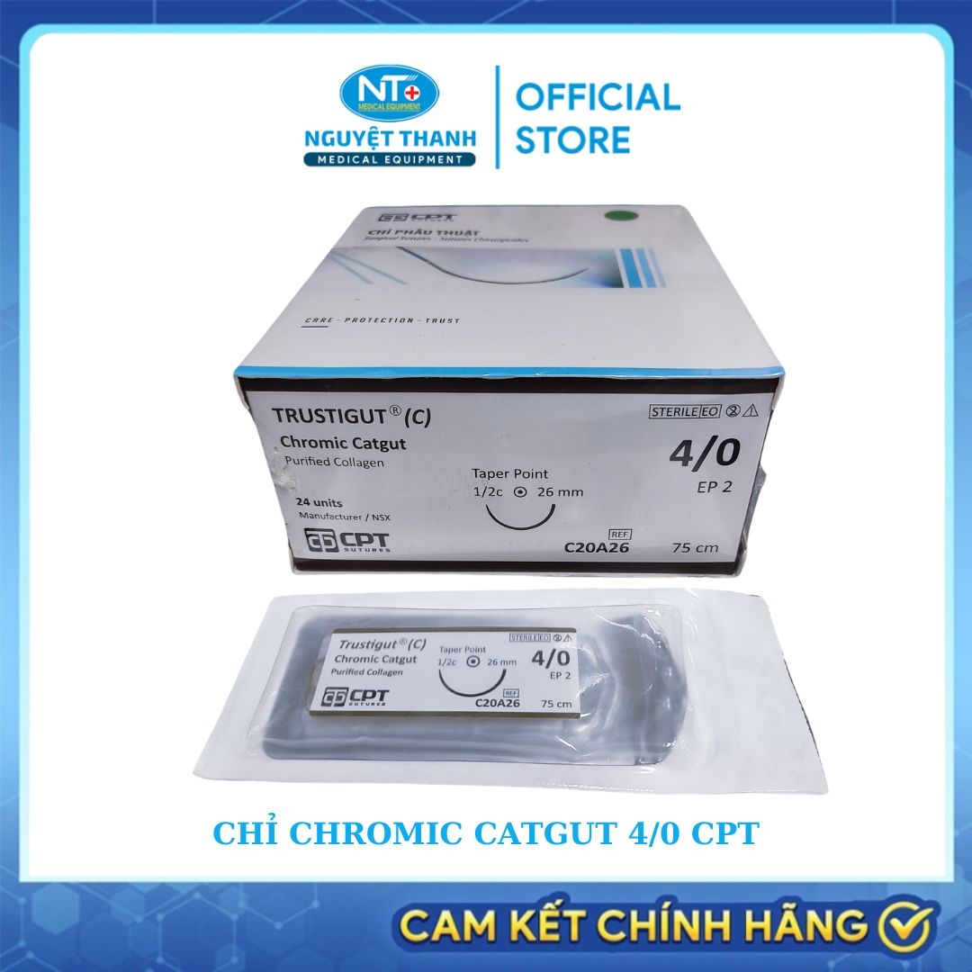 Chỉ Chromic Catgut 4/0 CPT Kim Tròn