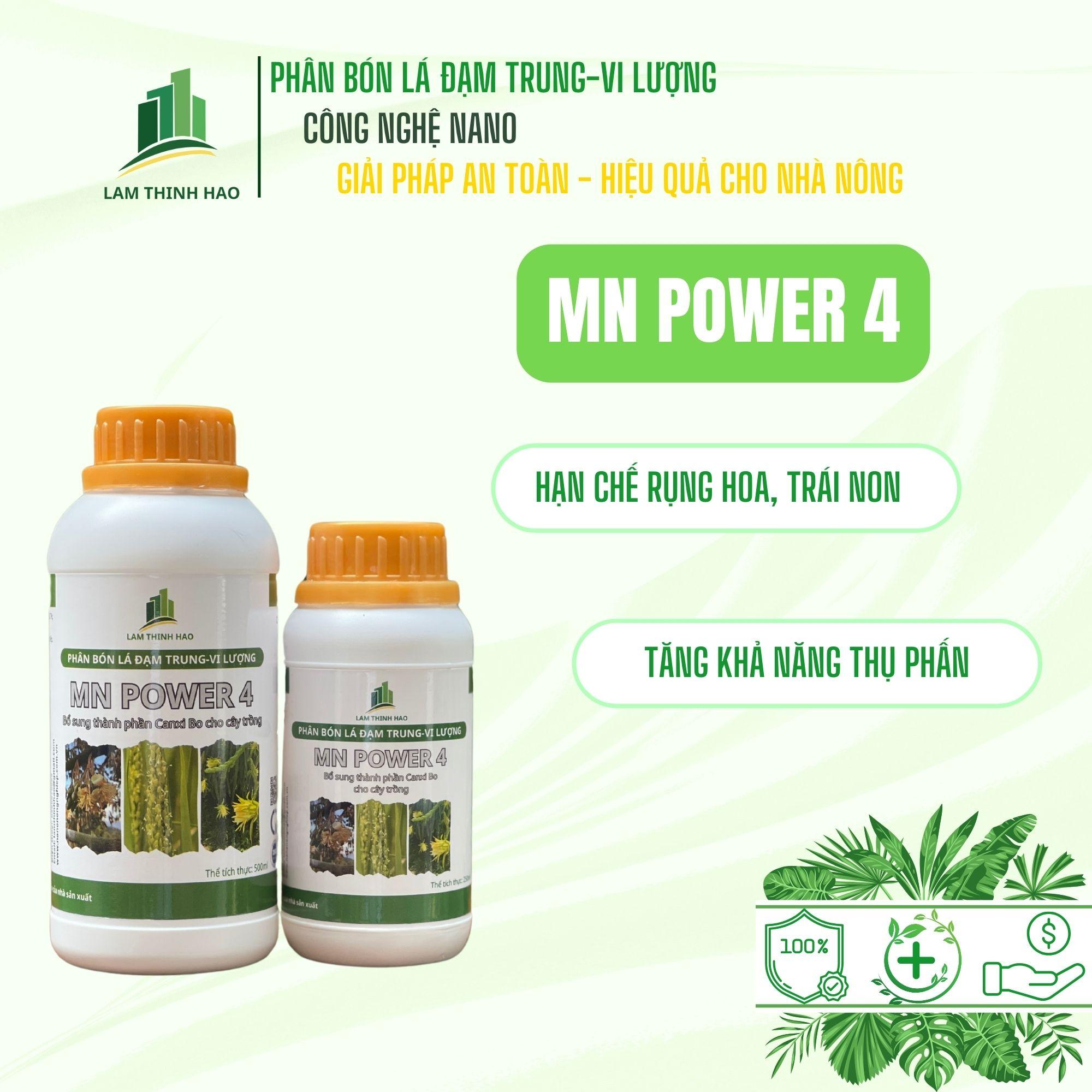 Phân Bón Lá Đạm Trung-Vi Lượng MN POWER 4. Ngăn Ngừa Hạn Chế Rụng Hoa Và Trái Non. Chai 250ml - 500ml.