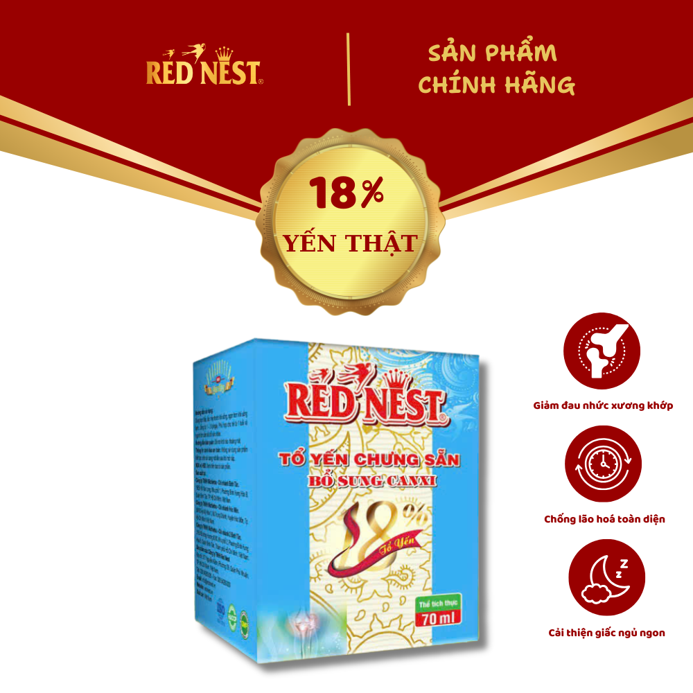 YẾN SÀO KHÁNH HÒA CHƯNG SẴN CANXI 18% LỌ REDNEST