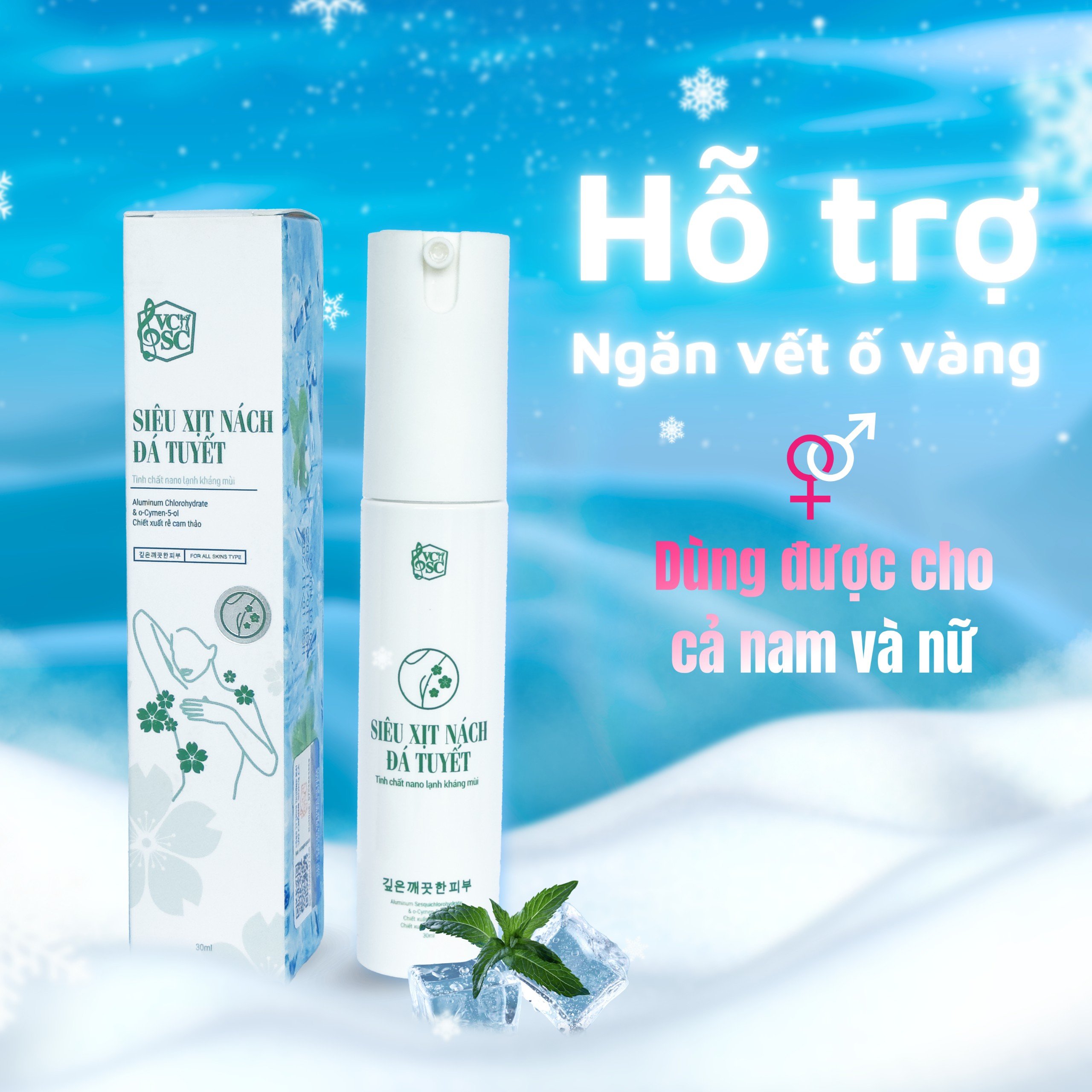  Xịt Khử Mùi Nách Đá Tuyết VCSC - Ngăn Mồ Hôi Suốt 48h