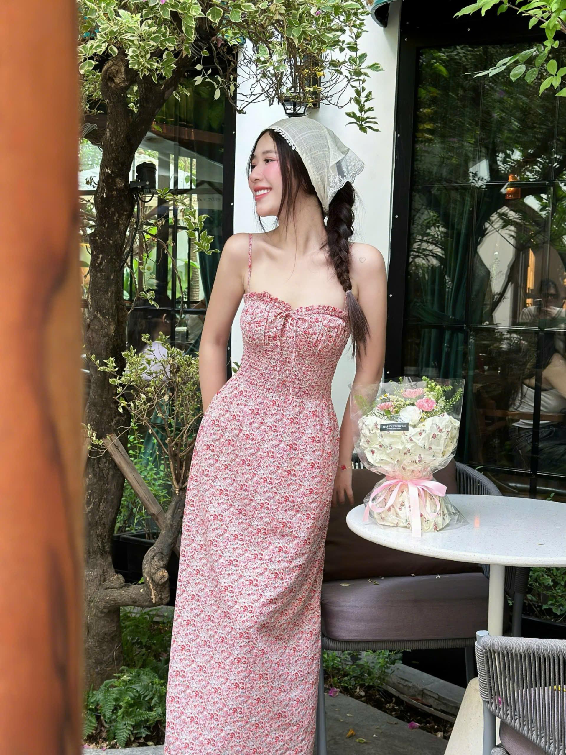 Đầm Maxi 2 Dây Thân Bo Chun - LN71